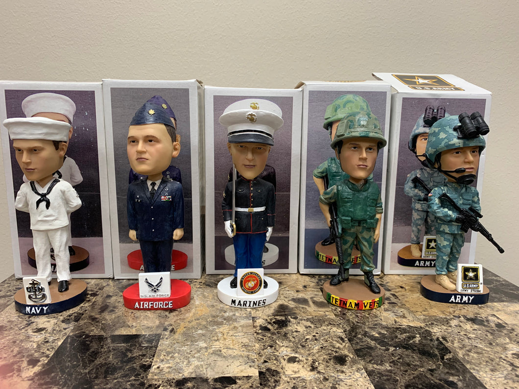 Only 2 sets available! RARE Unopened - 2009 5-piece Military Bobblehead Set (numbered on base) $49.99 FREE Shipping!